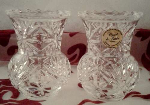 Two small vintage Cristal de Flandre - France Vases