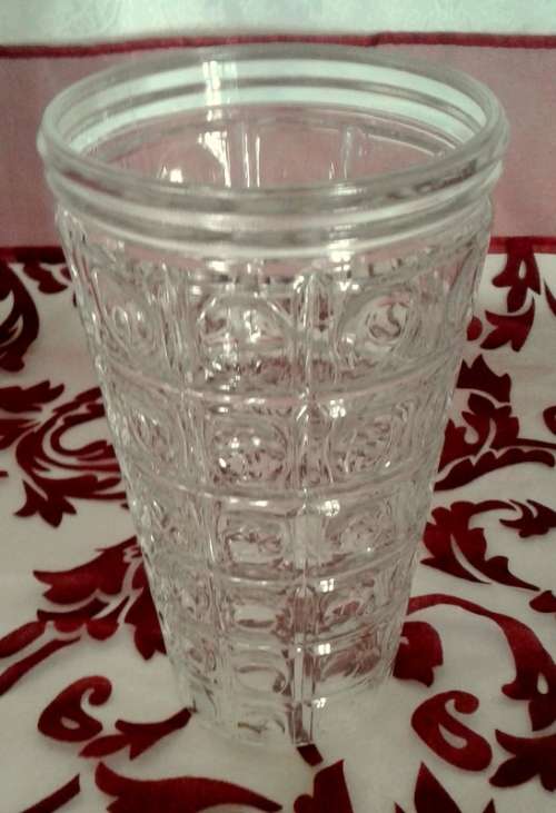 Vintage large glass vase with circular design - Stamped France
