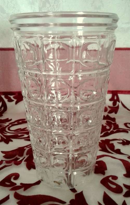 Vintage large glass vase with circular design - Stamped France