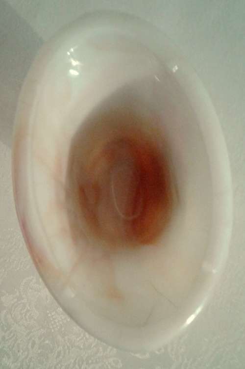 Two Vintage Akro Agate Vases - Marked 658 Orange and White Swirl Lily Design