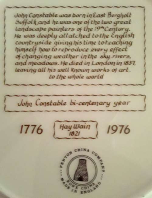 John Constable bi-century year Fenton China Company