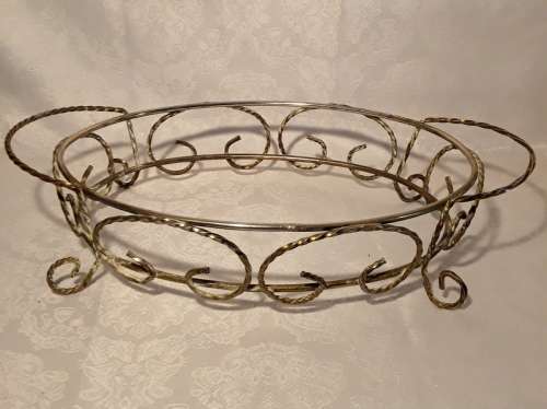Superb burnt orange / red colour Pyrex dish in brass stand