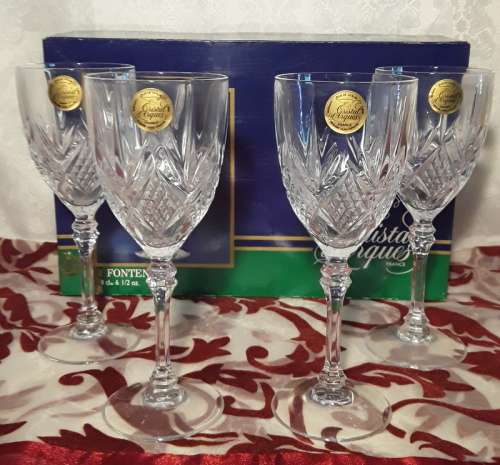 French Cristal d'Arques Wine Glasses Design Fontenay Lead Crystal (never been used)