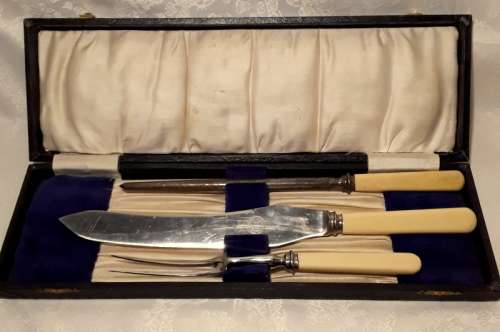 1924 three piece carving set. William Willey & Co Sheffield.