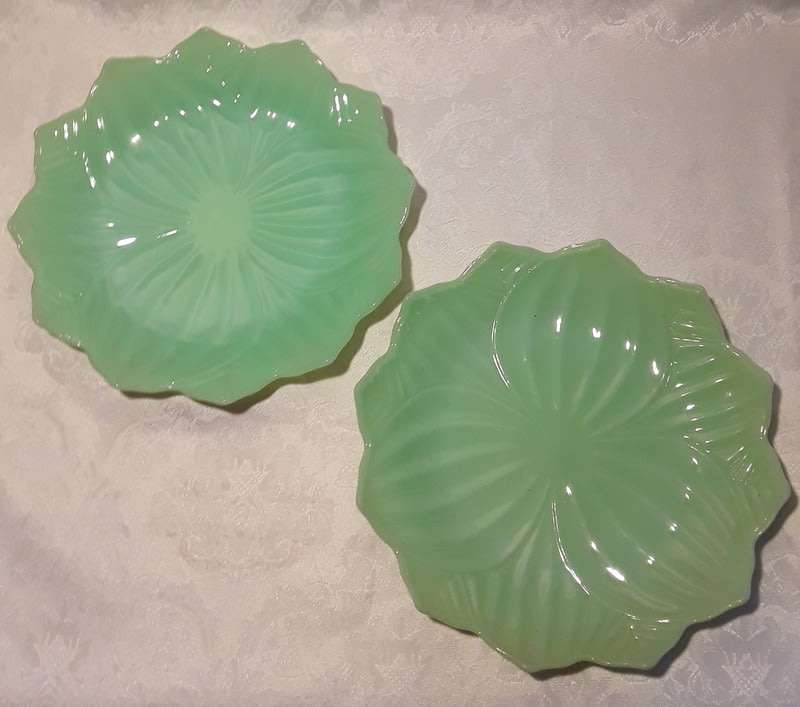 Vintage Milk Glass Light Green Plates