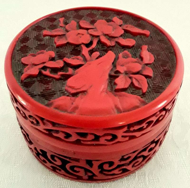 Asian Miniature Lacquer Jewellery Trinket Box