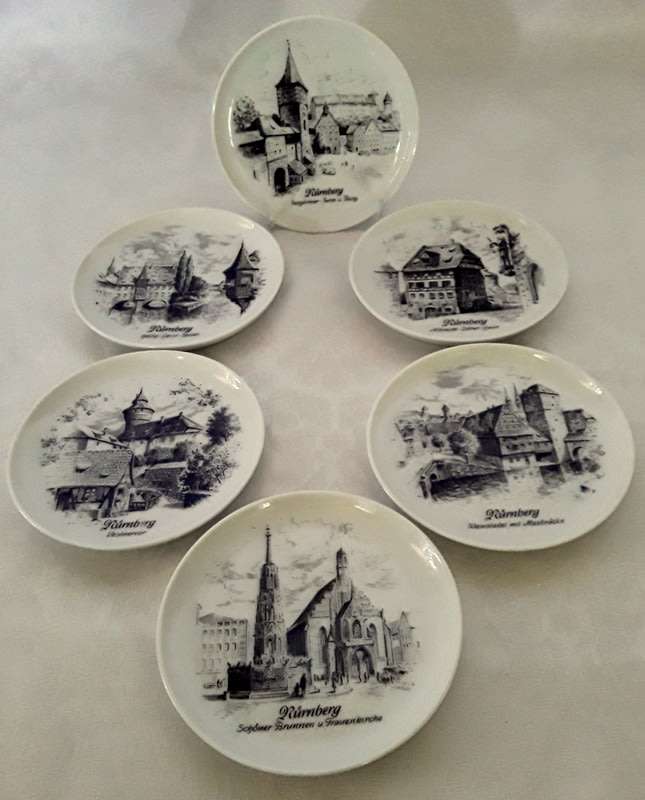 1970s Porcelain Coasters. Six  Made in West Germany