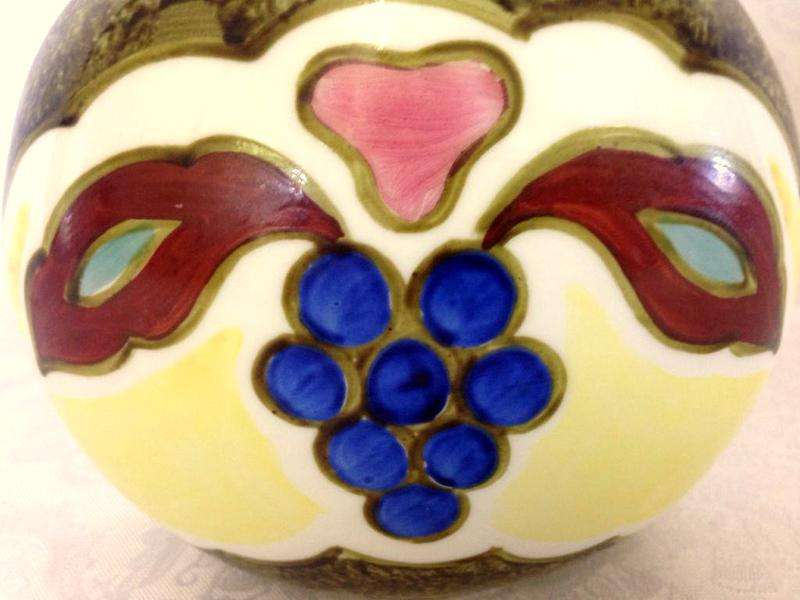 1980`s Vase with Grape Design and vibrant colour