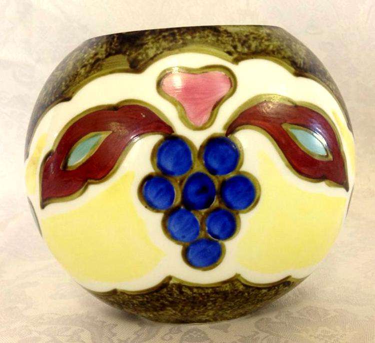 1980`s Vase with Grape Design and vibrant colour