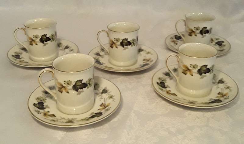 Vintage 1950s Royal Doulton Larchmont Demitasse Cups & Saucers