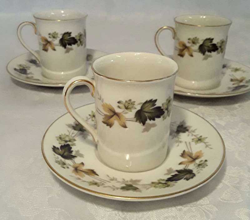 Vintage 1950s Royal Doulton Larchmont Demitasse Cups & Saucers