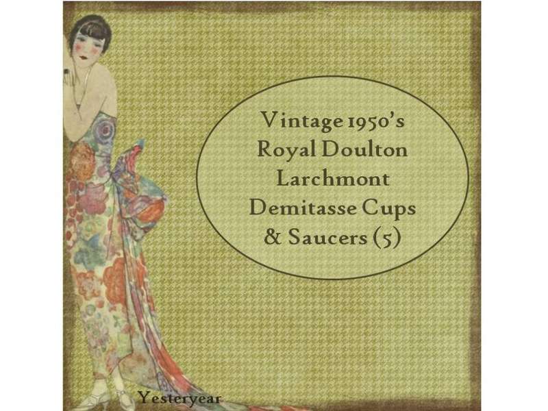 Vintage 1950s Royal Doulton Larchmont Demitasse Cups & Saucers