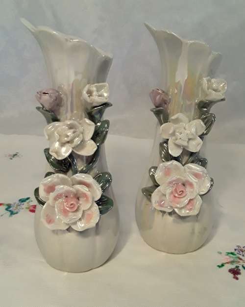 Pair of vintage style lustre vases
