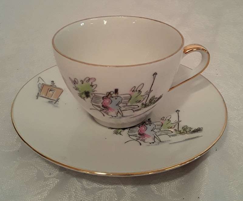 Vintage hand painted Bareuther Bavaria Demitasse duos (four)