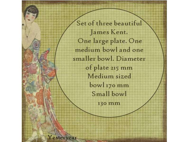 Set of three James Kent Display bowls and plate