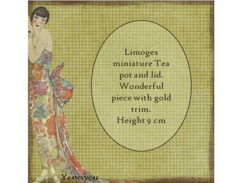 Exquisite Limoges miniature tea pot and lid