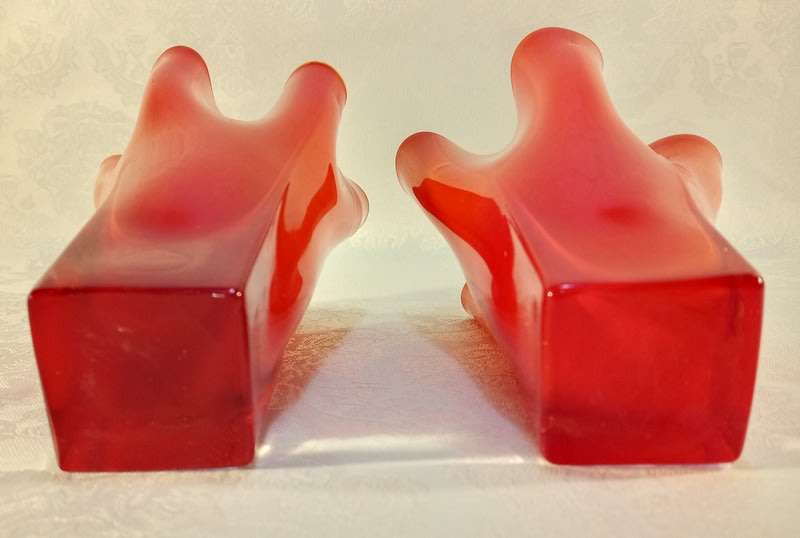 Vintage Red Handkerchief cased vases 1960s  Murano Art Glass