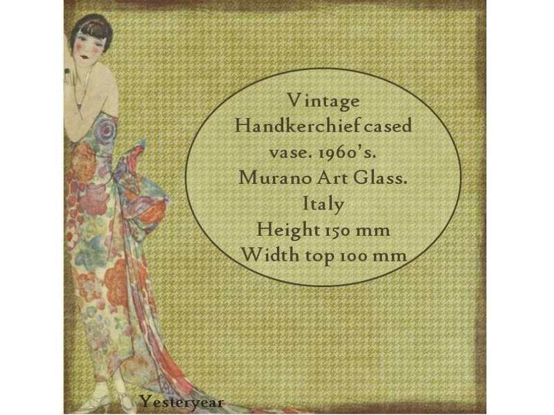 Vintage Red Handkerchief cased vases 1960s  Murano Art Glass