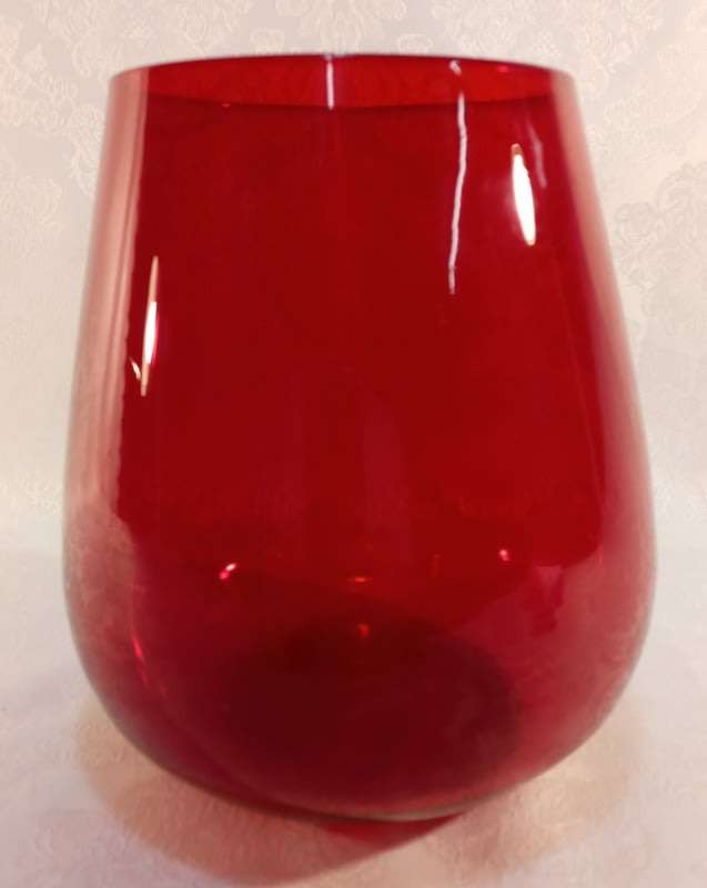 1970s Flat bottom Red Glass Vase Made in Europe