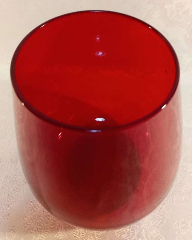 1970s Flat bottom Red Glass Vase Made in Europe