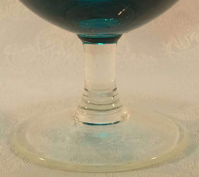 Brandy Glass Sniffer Glass Vase. Modern Art Glass Bowl 1960s. Aqua Blue