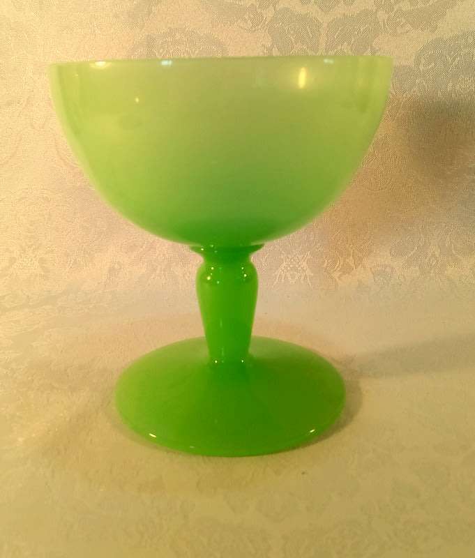 Vintage Jadeite Opaline Compote Vase 1960s Mint Green