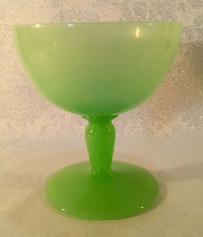 Vintage Jadeite Opaline Compote Vase 1960s Mint Green