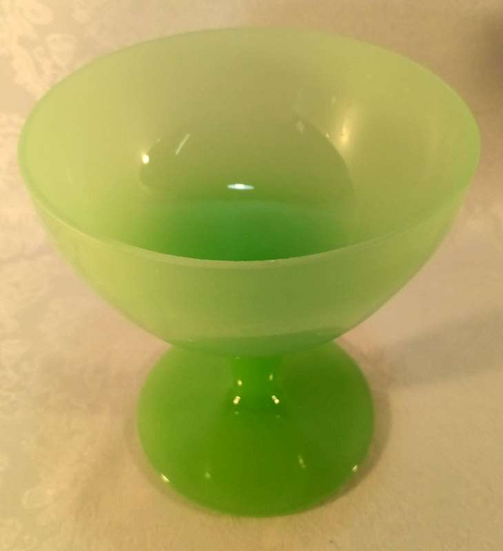 Vintage Jadeite Opaline Compote Vase 1960s Mint Green
