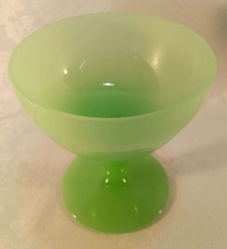Vintage Jadeite Opaline Compote Vase 1960s Mint Green