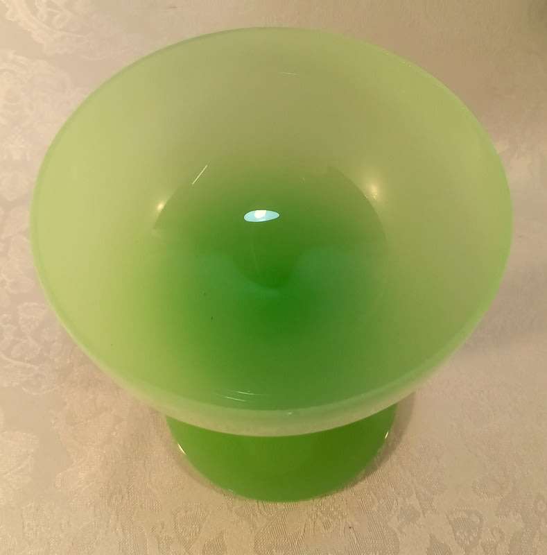 Vintage Jadeite Opaline Compote Vase 1960s Mint Green