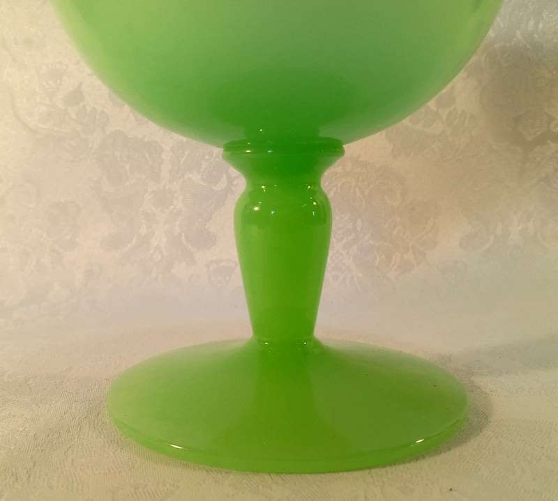 Vintage Jadeite Opaline Compote Vase 1960s Mint Green