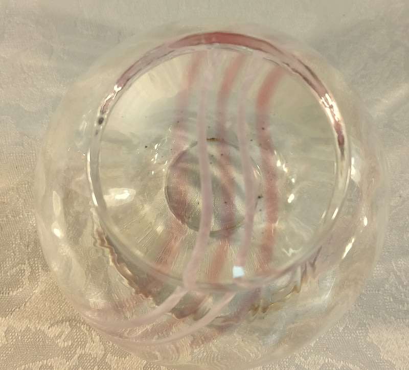 Vintage Crystal Posy Vase  Pink & Clear Swirl Posy Art Glass