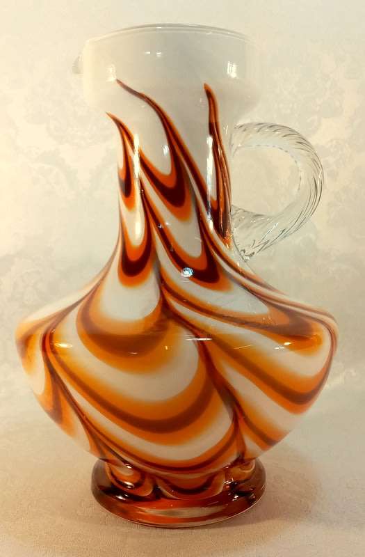 1970s V.B. Opaline, Florence, Made in Italy Empoli Marbled Jug