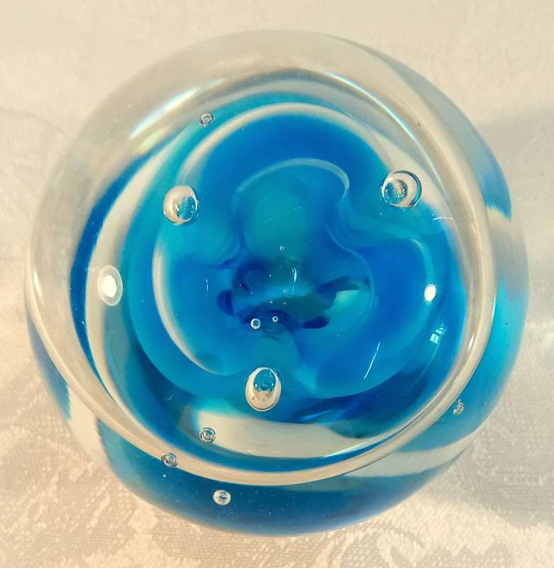 Captivating Glass paperweight with blue