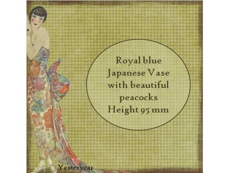 Royal blue Japanese Vase with beautiful peacocks