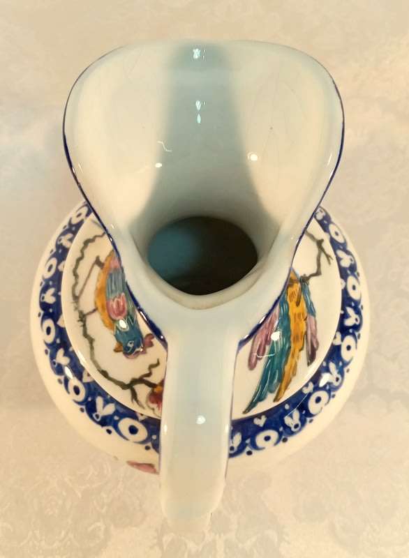 Hand painted floral jug with birds