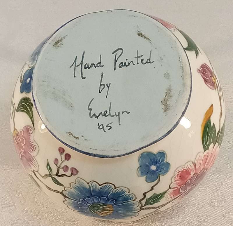Hand painted floral jug with birds