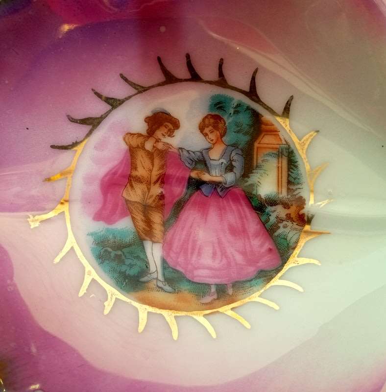 Colourful snack bowl with romantic scene