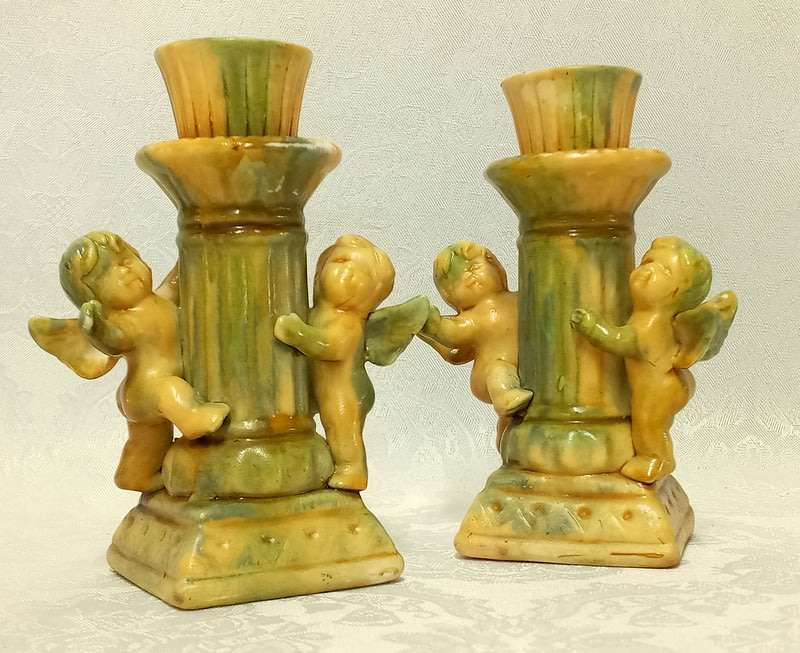 Timeless  Vintage Candle holders with Cherubs