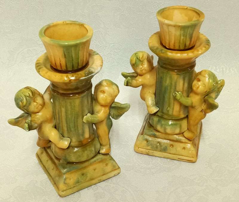 Timeless  Vintage Candle holders with Cherubs