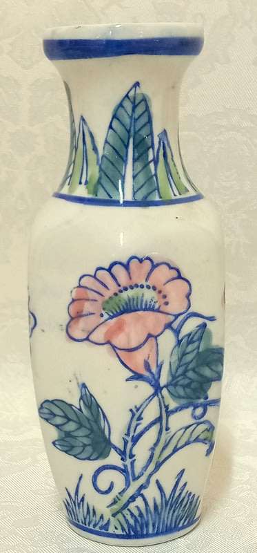 Pink and blue medium sized Chinese vase