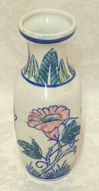 Pink and blue medium sized Chinese vase