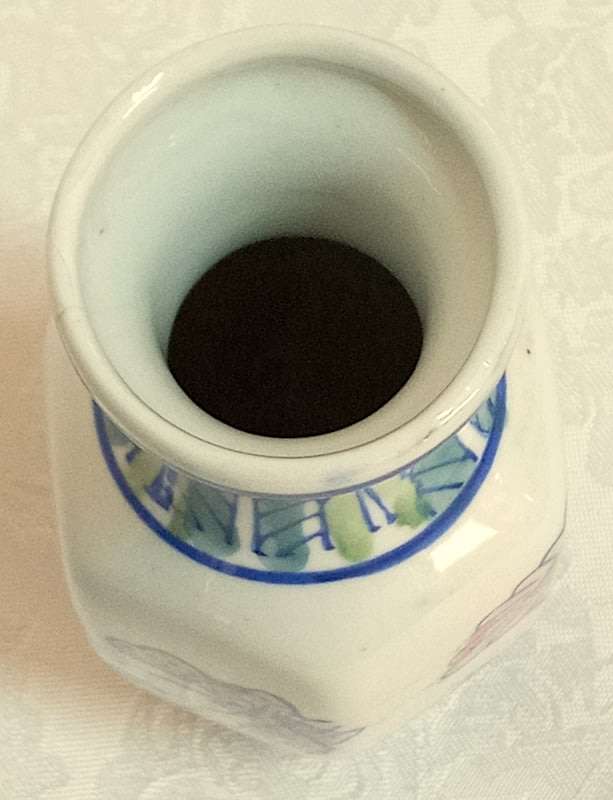 Pink and blue medium sized Chinese vase