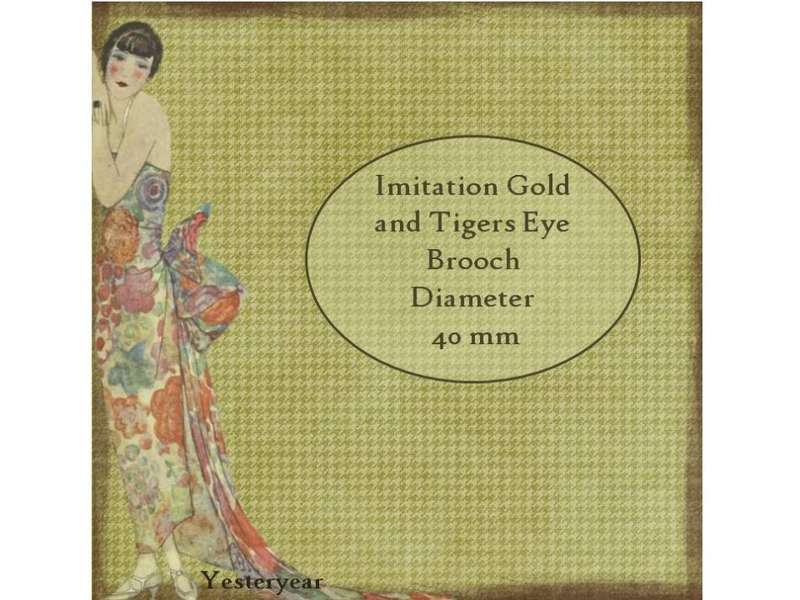 Vintage Imitation Gold and Tigers Eye Brooch