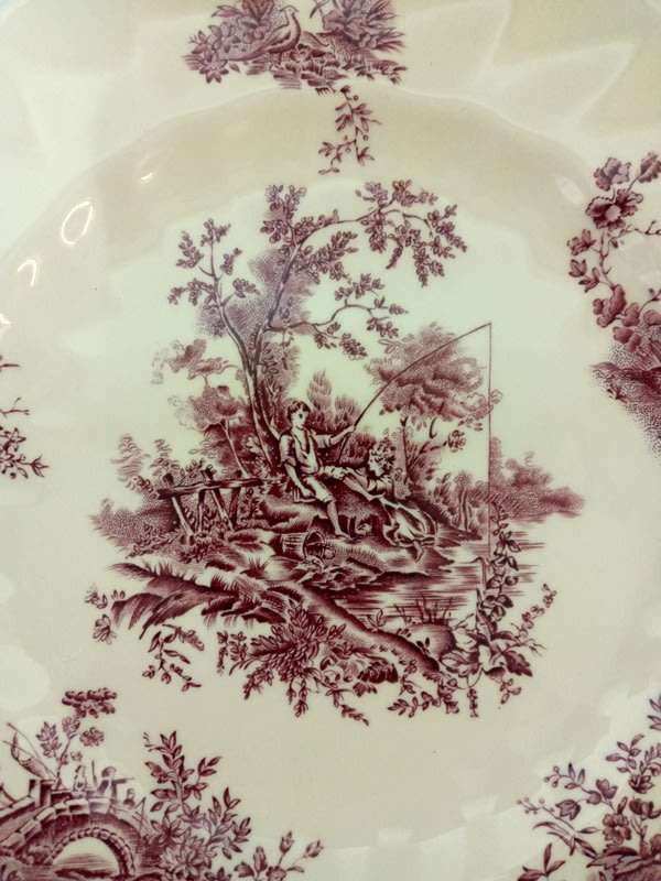 Johnson Brothers, Pastorale Toile De Jouy Plum Dinner Plate