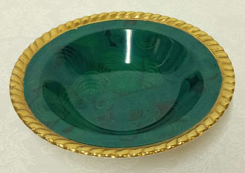 Portmeirion Malachite Rope Edged Bowl by Susan William-Ellis (22ct gold gilding)