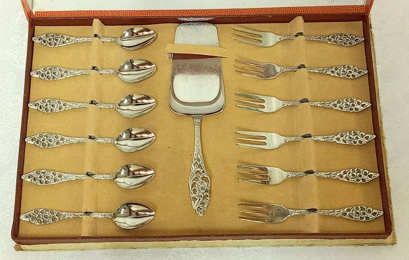 Vintage Nickel Silver Dutch Cake Tea Set
