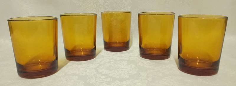 Retro Amber Heavy Tumbler Glasses  5