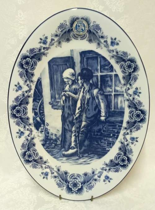 Delft Holland Limited Edition Large Oval Plate Oude Molen Fabriek B.V. Young Love
