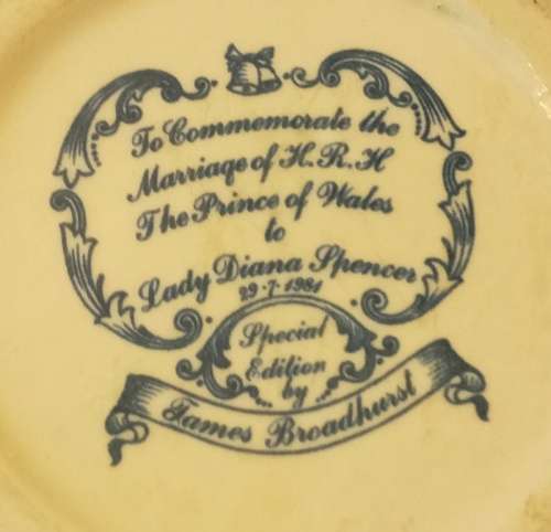 Broadhurst  Commemoration of Charles and Dianas Wedding
